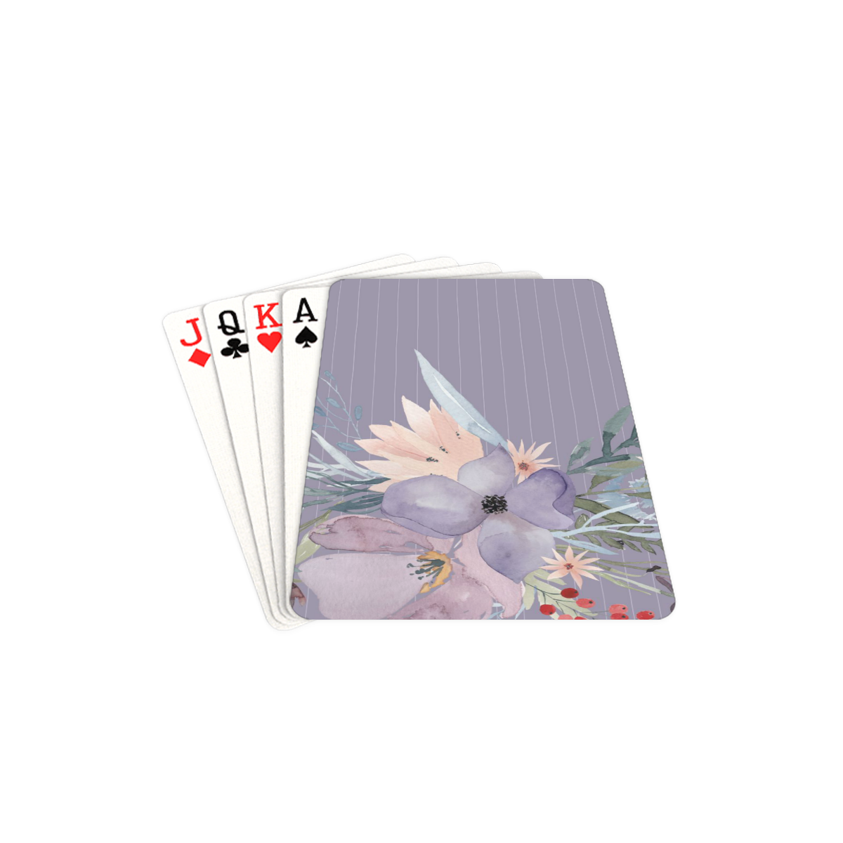 Watercolor Flowers on Stripes Playing Cards 2.5"x3.5"