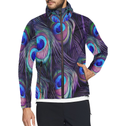 Peacock Feather Unisex All Over Print Windbreaker (Model H23)