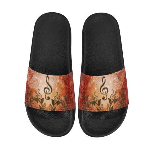 Music, clef on antique design Women's Slide Sandals (Model 057)
