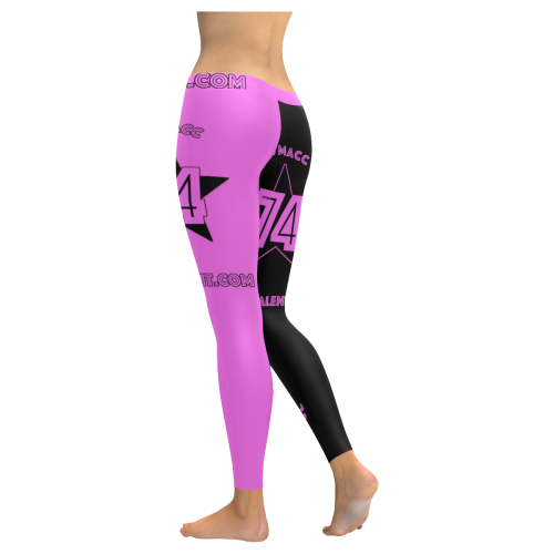 Ms Macc Black/Pink Women's Low Rise Leggings (Invisible Stitch) (Model L05)