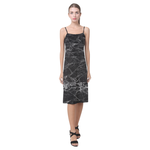 Marble Black Pattern Alcestis Slip Dress (Model D05)