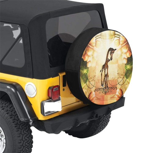 Cute giraffe mum with baby 30 Inch Spare Tire Cover