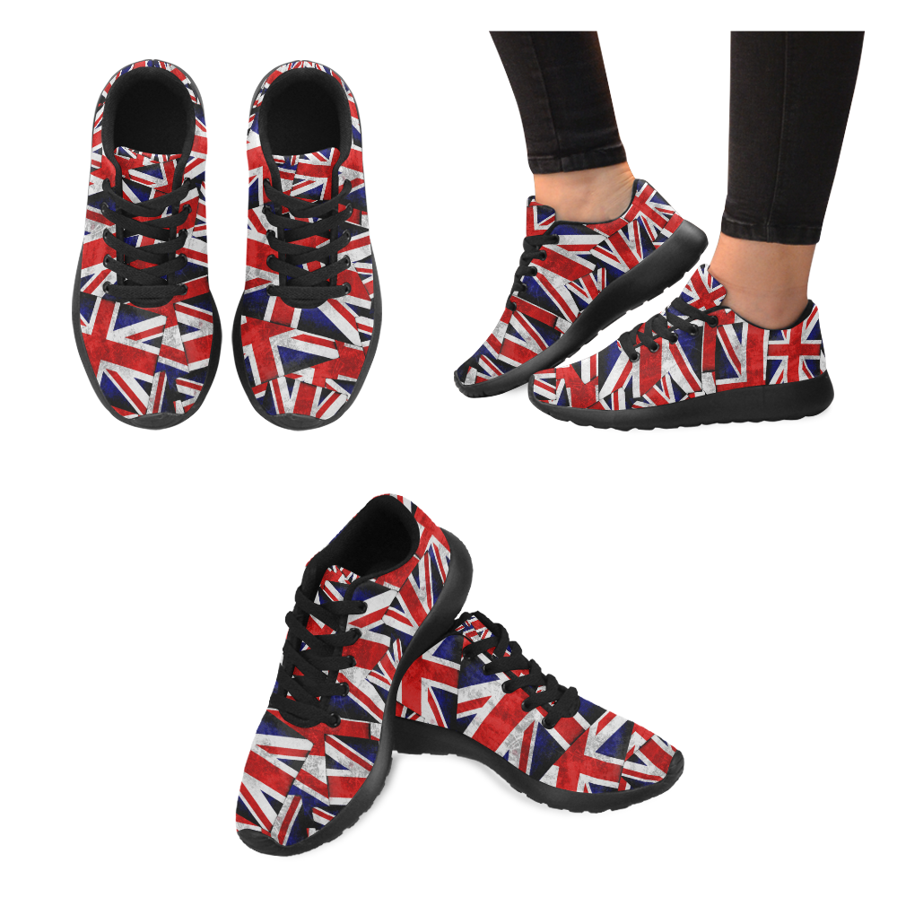 Union Jack British UK Flag Women's Running Shoes/Large Size (Model 020)