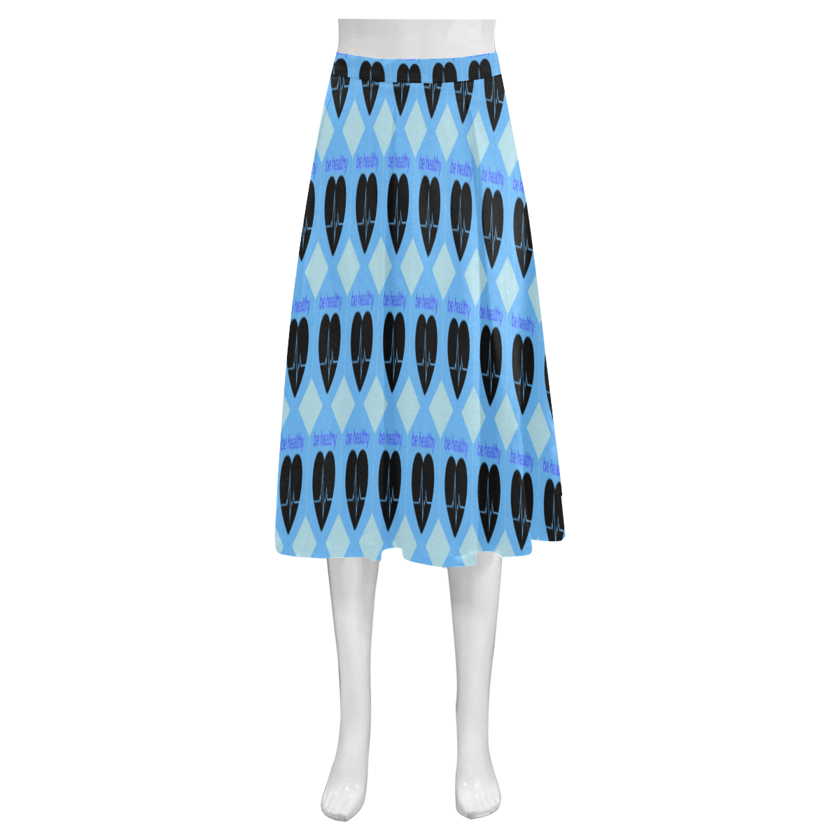 Blue love Mnemosyne Women's Crepe Skirt (Model D16)