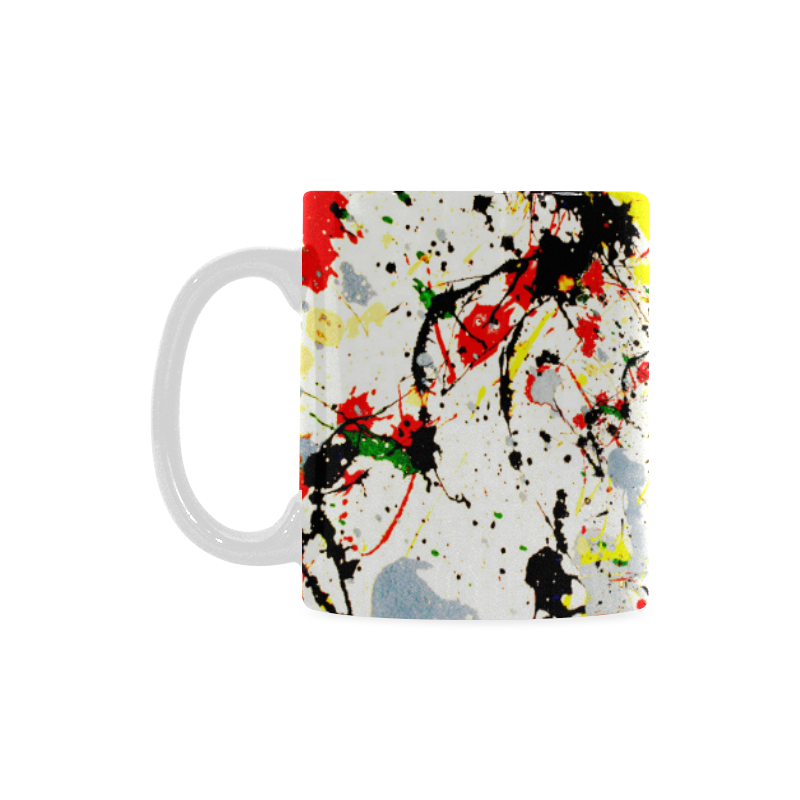 Black, Red, Yellow Paint Splatter Custom White Mug (11OZ)