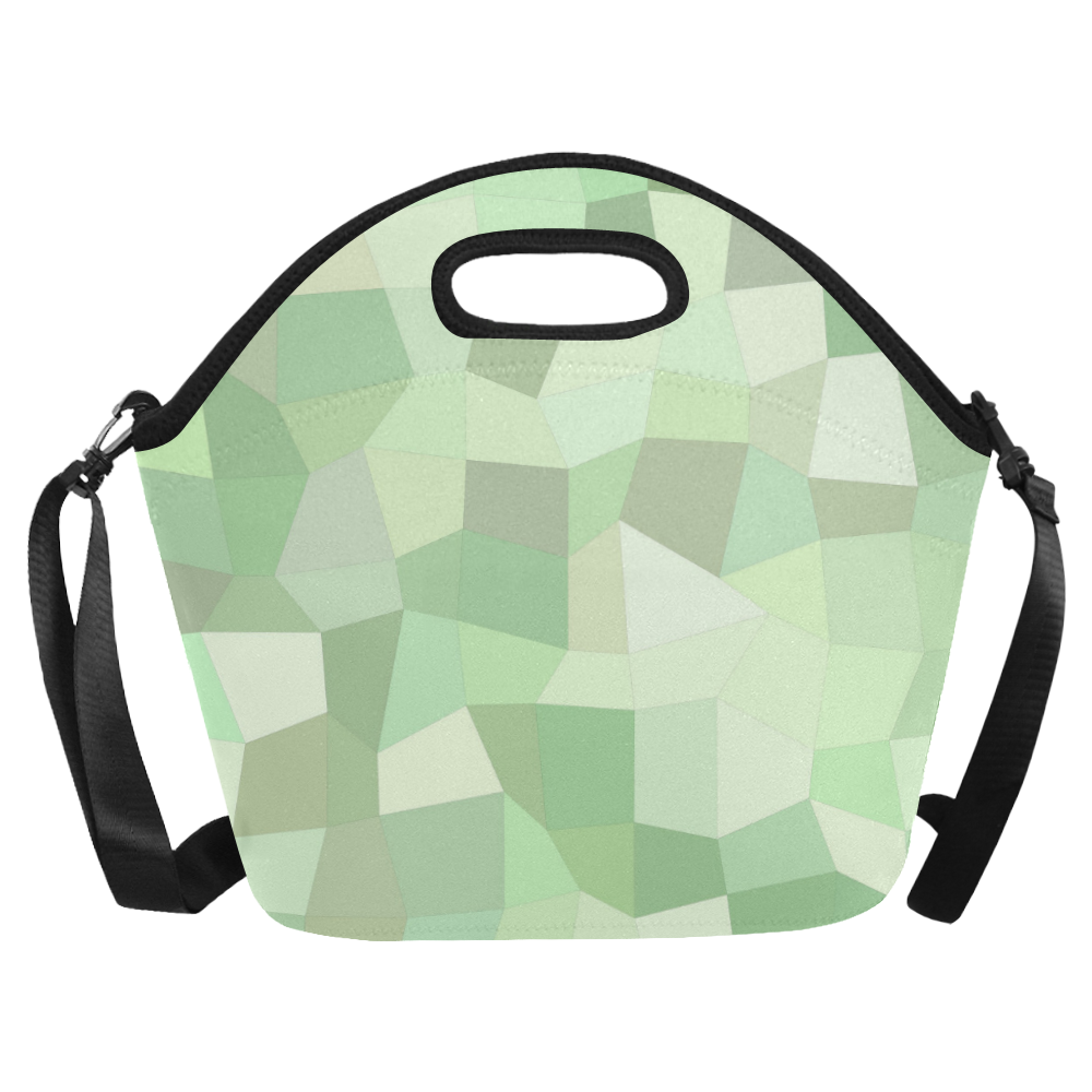 Pastel Greens Mosaic Neoprene Lunch Bag/Large (Model 1669)