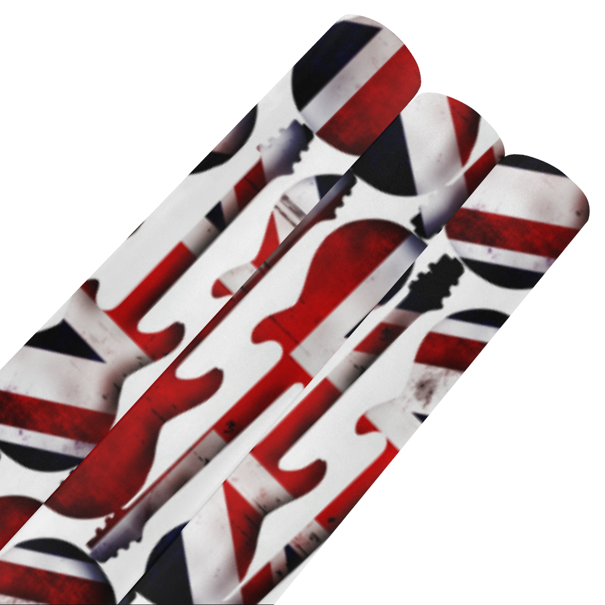 Union Jack British UK Flag Guitars Gift Wrapping Paper 58"x 23" (3 Rolls)