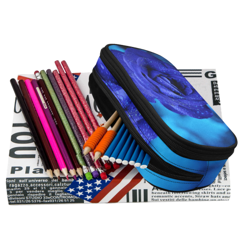 Blue rose Pencil Pouch/Large (Model 1680)