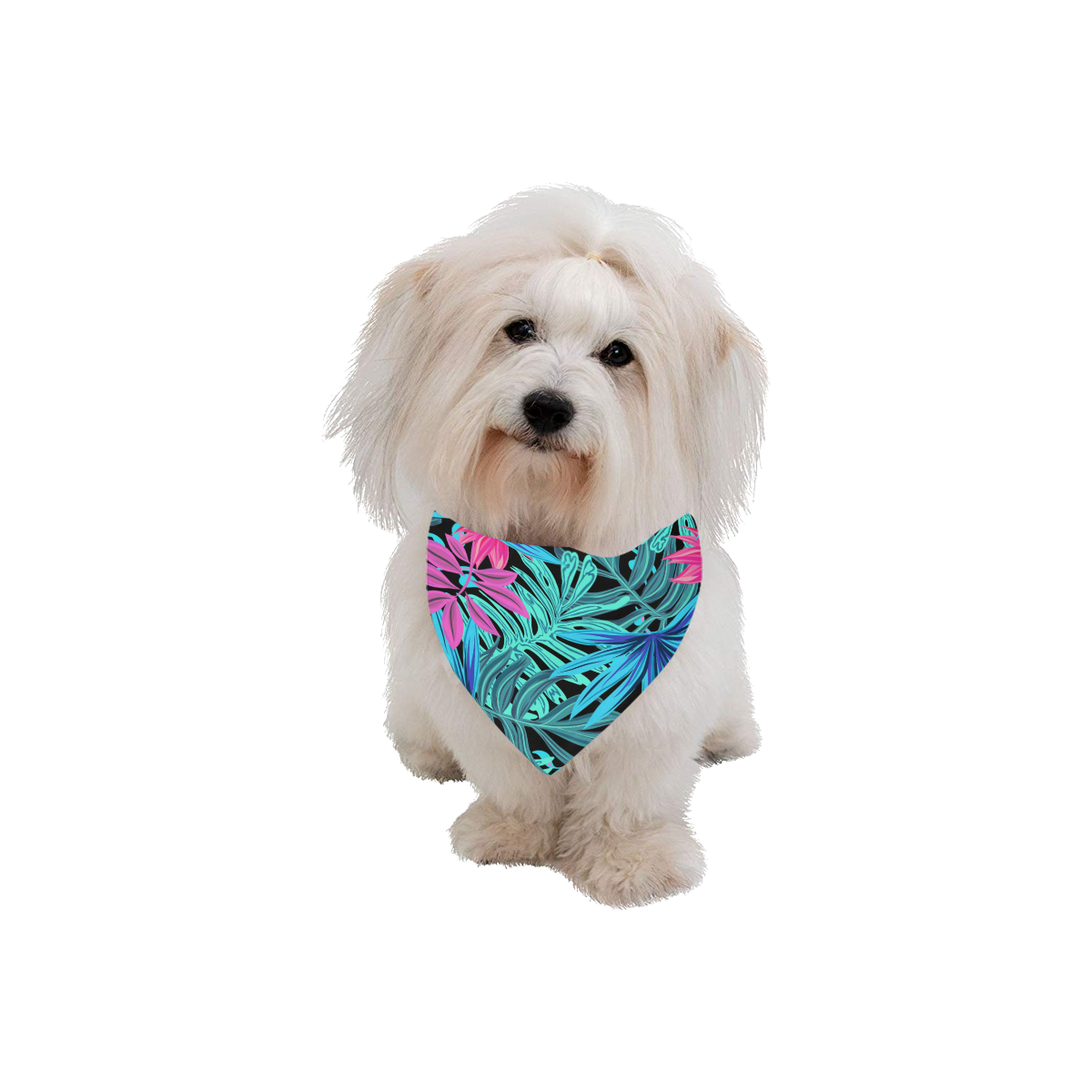 Tropical Aqua And Pink Leaves Pet Dog Bandana/Large Size