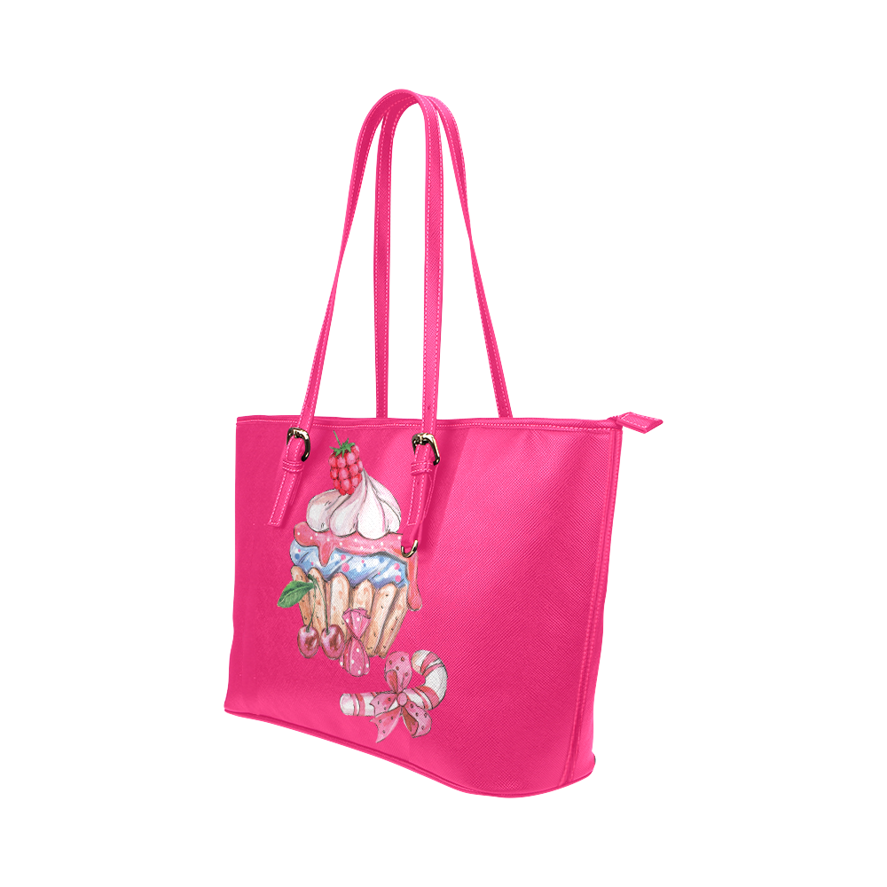 cupcake Leather Tote Bag/Small (Model 1651)