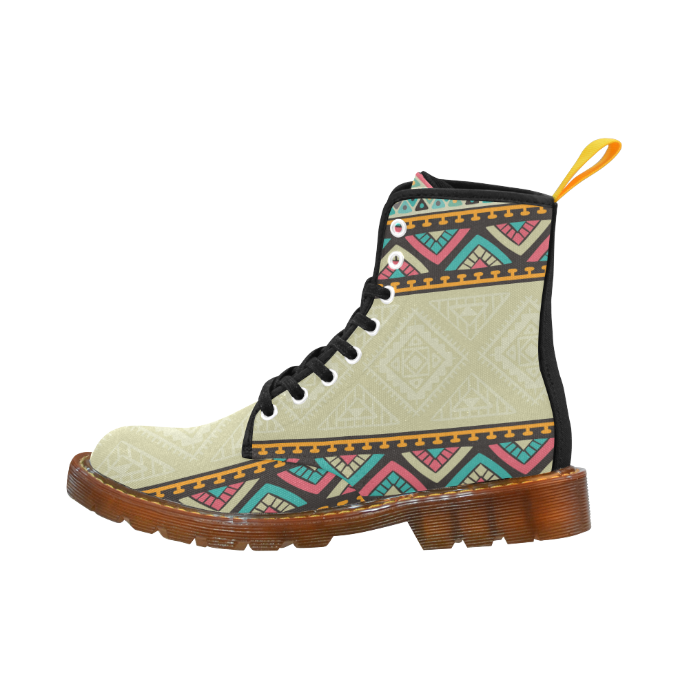 Beautiful Ethnic Tiki Design Martin Boots For Women Model 1203H