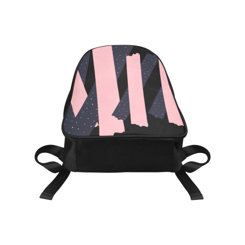 baby pink shreds Fabric School Backpack (Model 1682) (Medium)