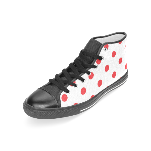 Design shoe with RED BLOCKS II Women's Classic High Top Canvas Shoes (Model 017)