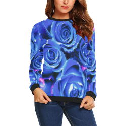 roses are blue All Over Print Crewneck Sweatshirt for Women (Model H18)