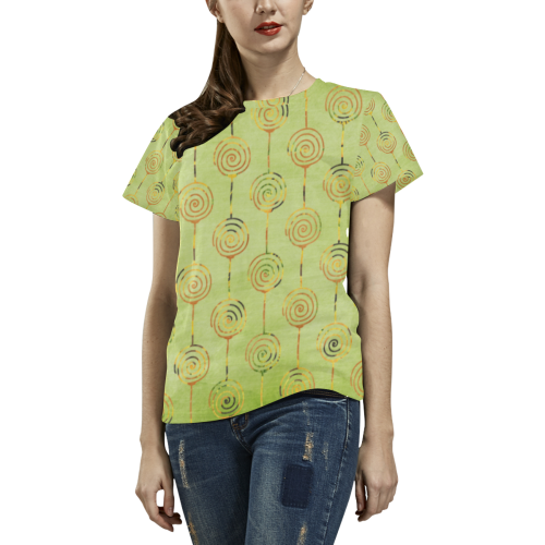 Retro Spirals All Over Print T-Shirt for Women (USA Size) (Model T40)