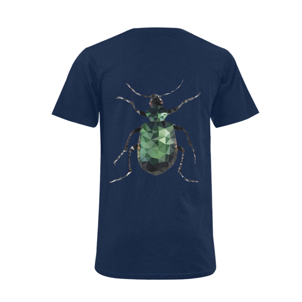 Low poly geometrical green bug Men's V-Neck T-shirt  Big Size(USA Size) (Model T10)