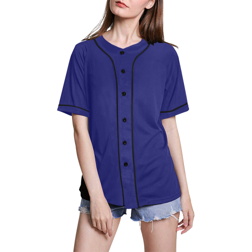 color midnight blue All Over Print Baseball Jersey for Women (Model T50)