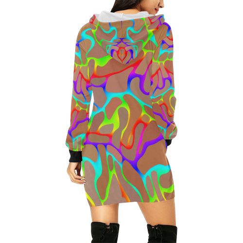 Colorful wavy shapes All Over Print Hoodie Mini Dress (Model H27)