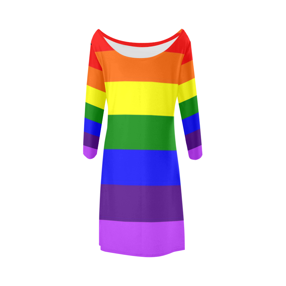 Rainbow Flag (Gay Pride - LGBTQIA+) Bateau A-Line Skirt (D21)