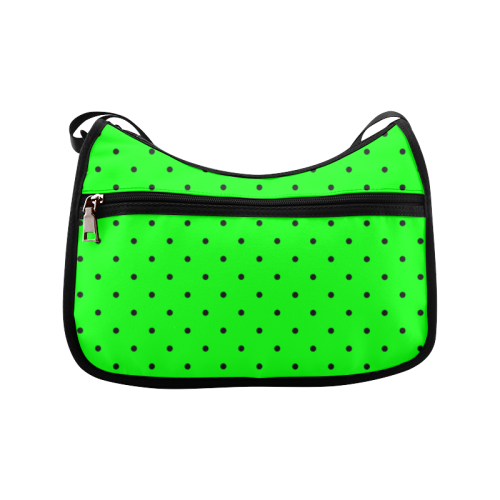 Black Polka Dots on Green Crossbody Bags (Model 1616)