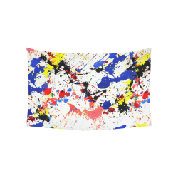 Blue and Red Paint Splatter Cotton Linen Wall Tapestry 60"x 40"