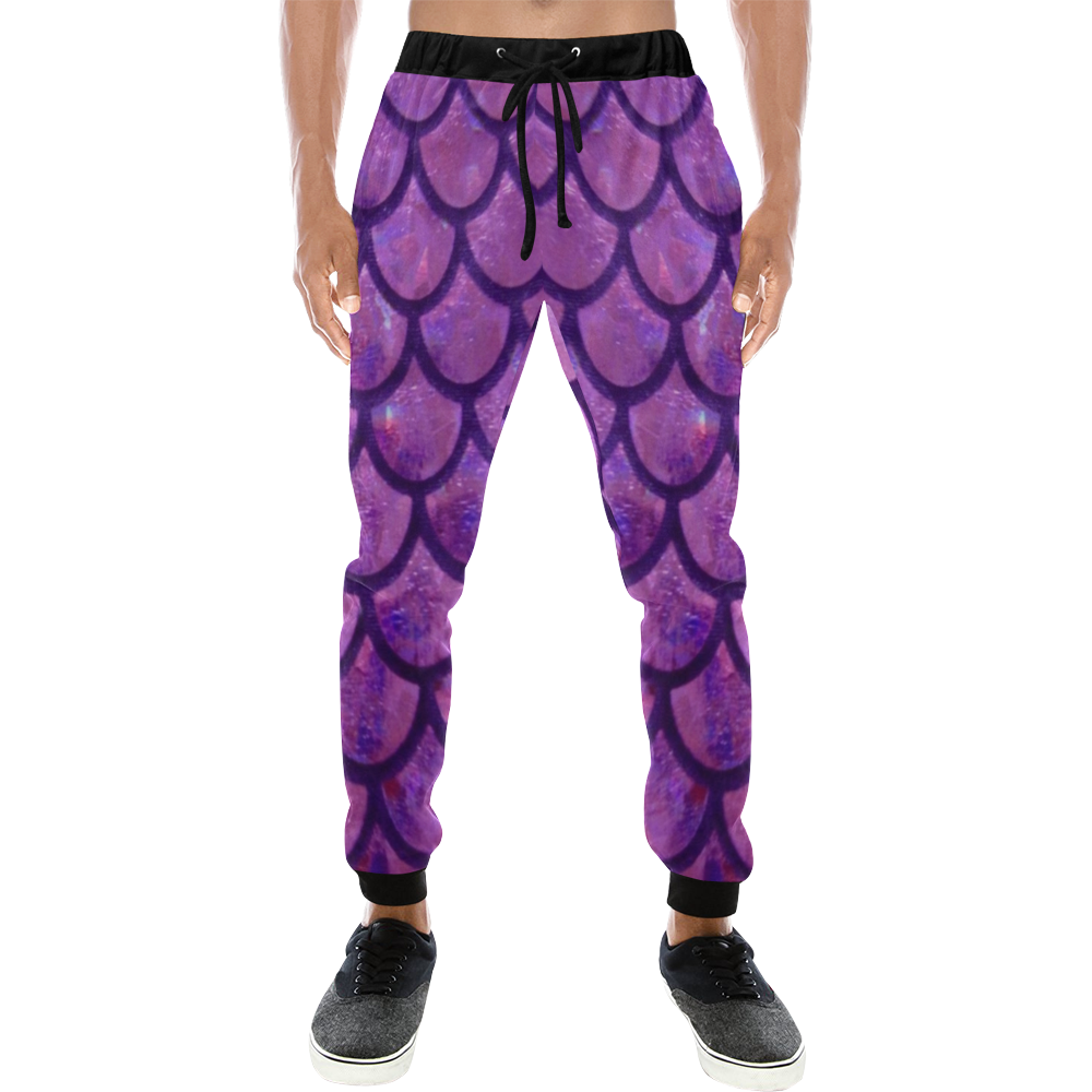Mermaid SCALES Purple Men's All Over Print Sweatpants (Model L11)