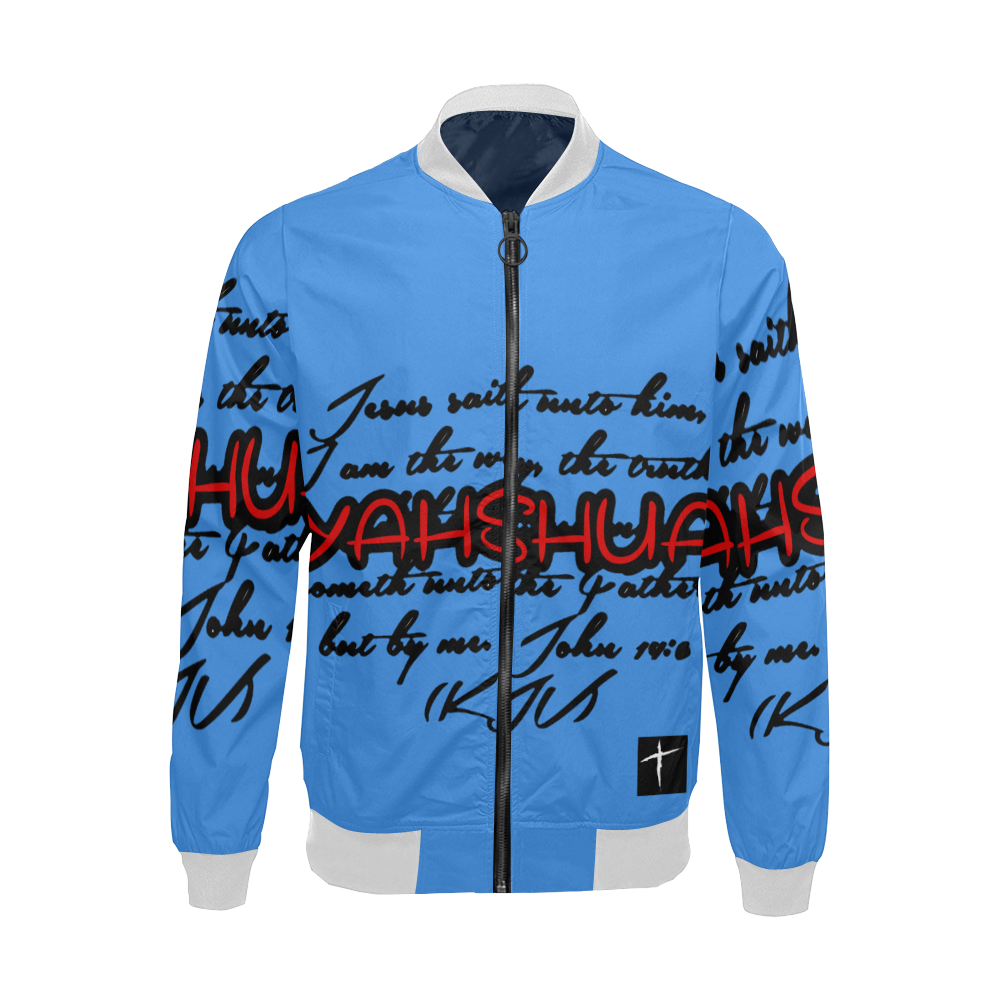Yahshua Blue BIG & Tall All Over Print Bomber Jacket for Men/Large Size (Model H19)