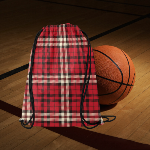 stripe red Medium Drawstring Bag Model 1604 (Twin Sides) 13.8"(W) * 18.1"(H)