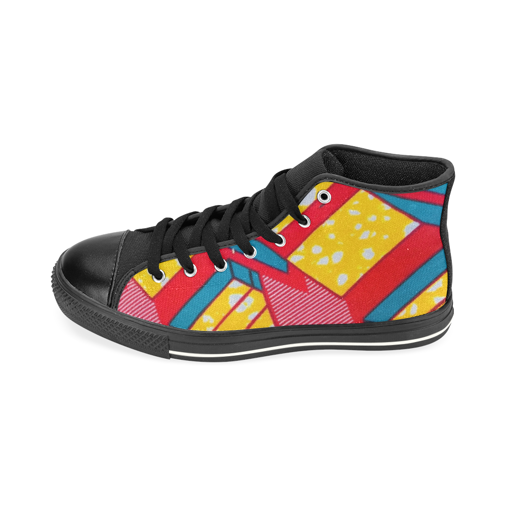 Pink Yeloow afp Amerie' Bowde' High Top Canvas Shoes for Kid (Model 017)