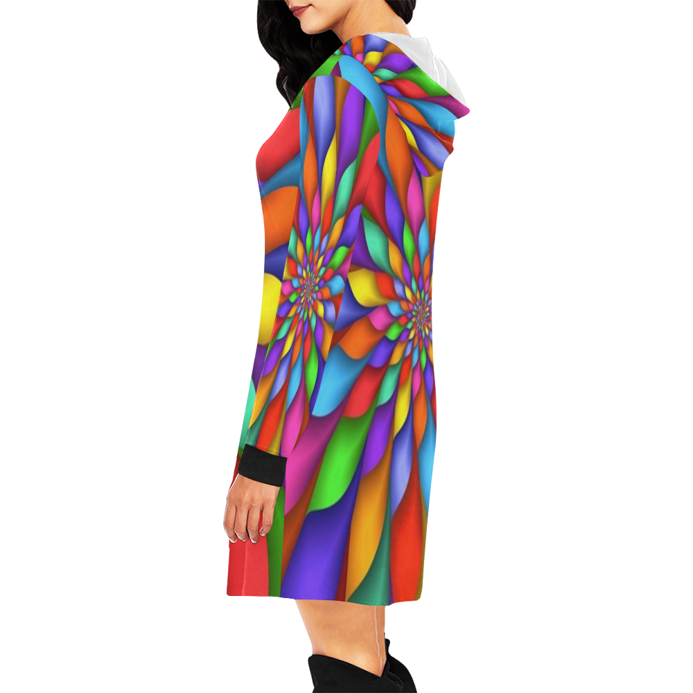 RAINBOW SKITTLES All Over Print Hoodie Mini Dress (Model H27)