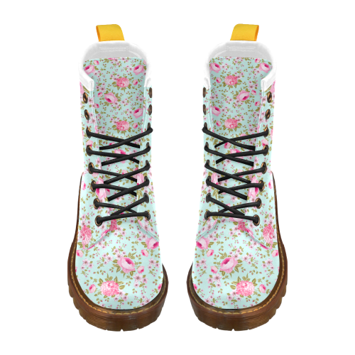Peony Pattern High Grade PU Leather Martin Boots For Women Model 402H