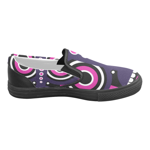 Pink Purple Tiki Tribal Men's Slip-on Canvas Shoes (Model 019)