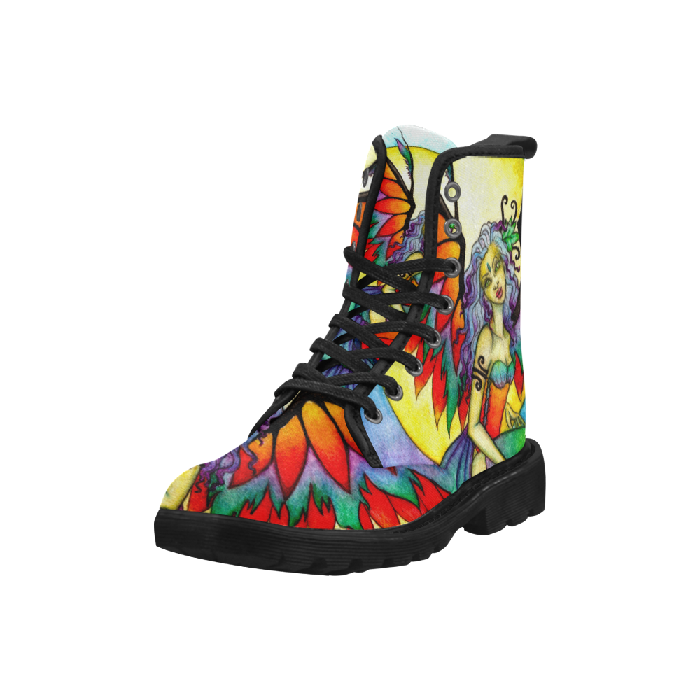 :Rainbow: FAERY ART Martin Boots for Women (Black) (Model 1203H)
