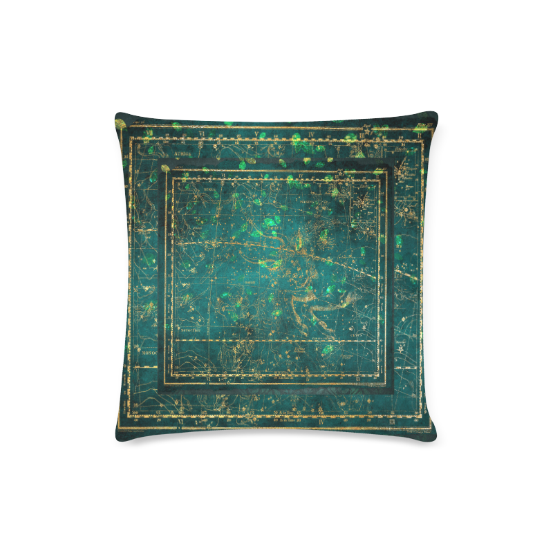 Verdigris Recessed Star Map Custom Zippered Pillow Case 16"x16"(Twin Sides)