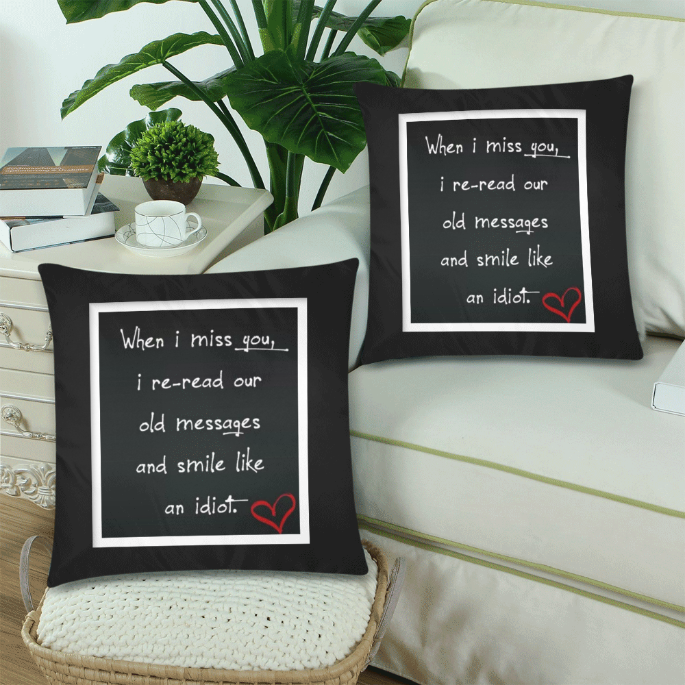 Message Custom Zippered Pillow Cases 18"x 18" (Twin Sides) (Set of 2)