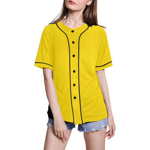 color gold All Over Print Baseball Jersey for Women (Model T50)