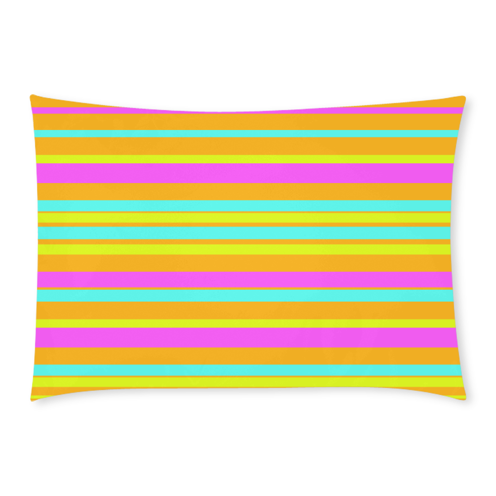 Neon Stripes  Tangerine Turquoise Yellow Pink Custom Rectangle Pillow Case 20x30 (One Side)