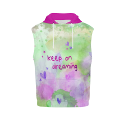 KEEP ON DREAMING - lilac and green All Over Print Sleeveless Hoodie for Women (Model H15)