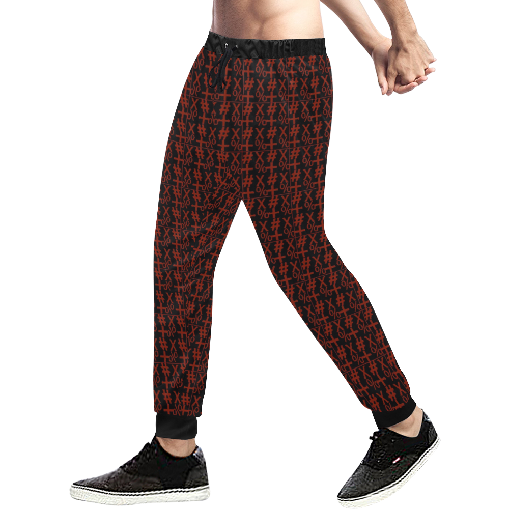 NUMBERS Collection Symbols Red/Black Men's All Over Print Sweatpants (Model L11)