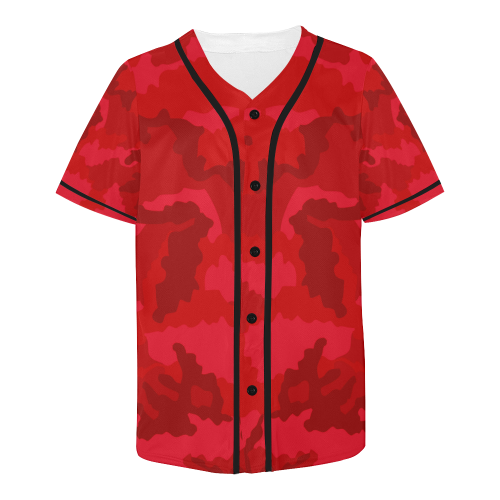 NUMBERS Collection Ready Red Camo All Over Print Baseball Jersey for Men (Model T50)