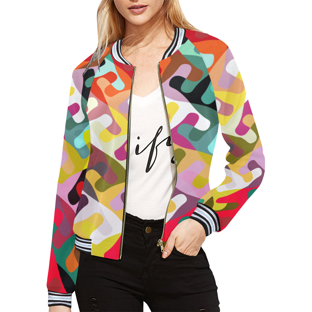 Colorful shapes All Over Print Bomber Jacket for Women (Model H21)