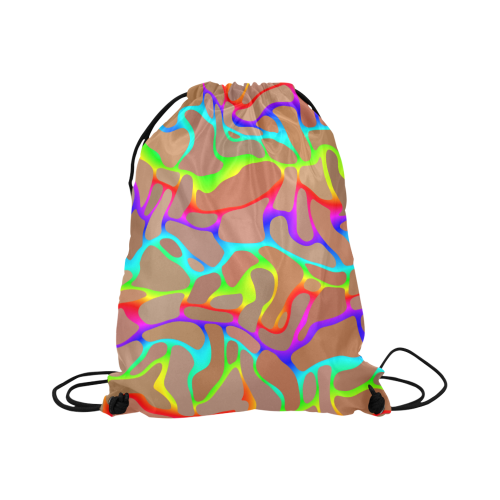 Colorful wavy shapes Large Drawstring Bag Model 1604 (Twin Sides)  16.5"(W) * 19.3"(H)