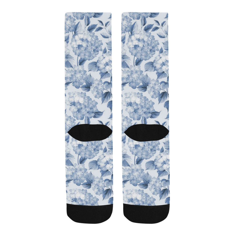 Blue and White Floral Pattern Trouser Socks