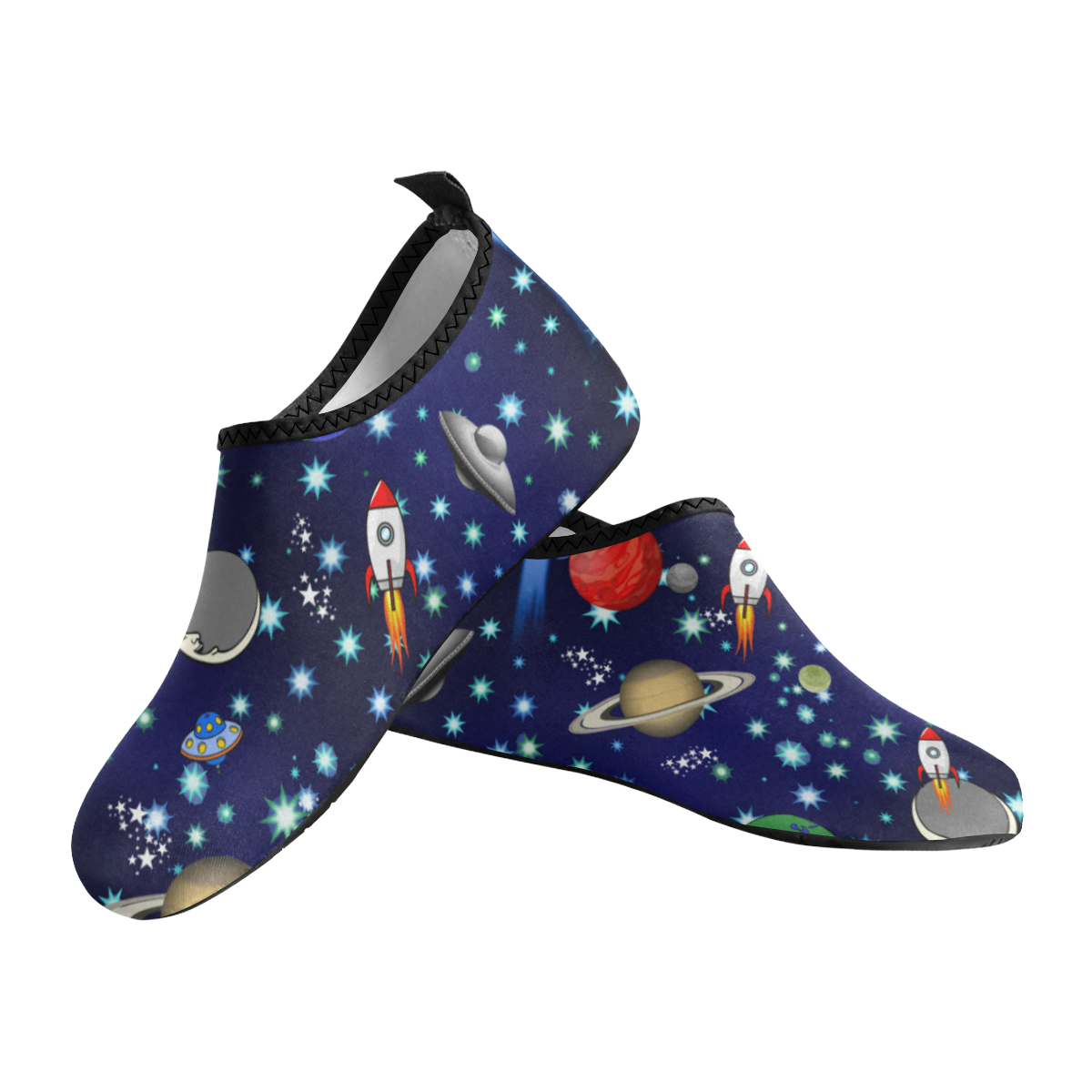 Galaxy Universe - Planets,Stars,Comets,Rockets Men's Slip-On Water Shoes (Model 056)
