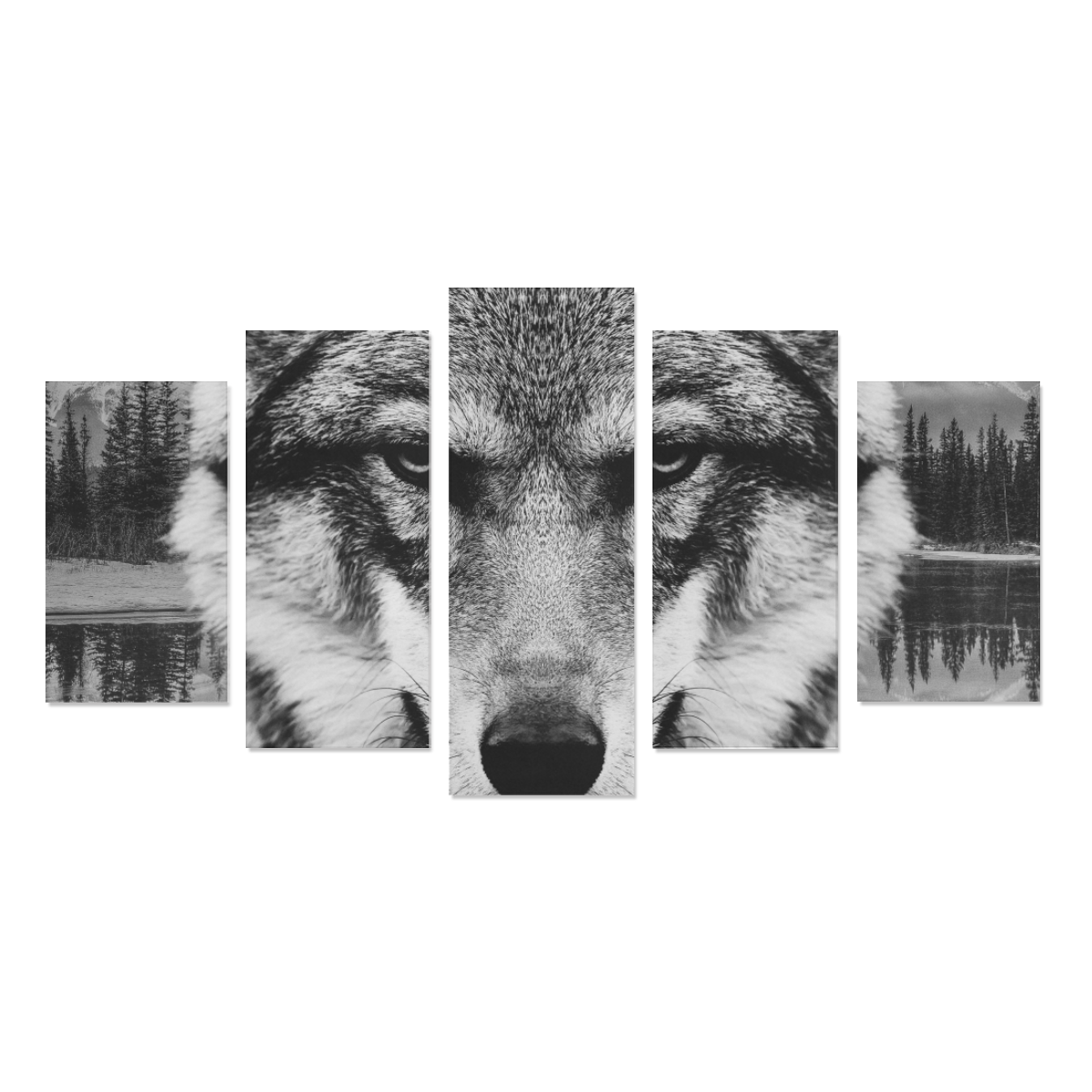 Wolf Animal Nature Canvas Print Sets A (No Frame)