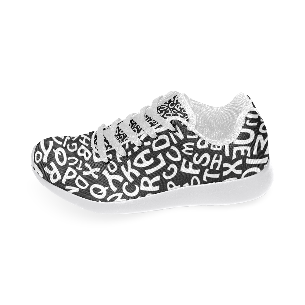 Alphabet Black and White Letters Men’s Running Shoes (Model 020)