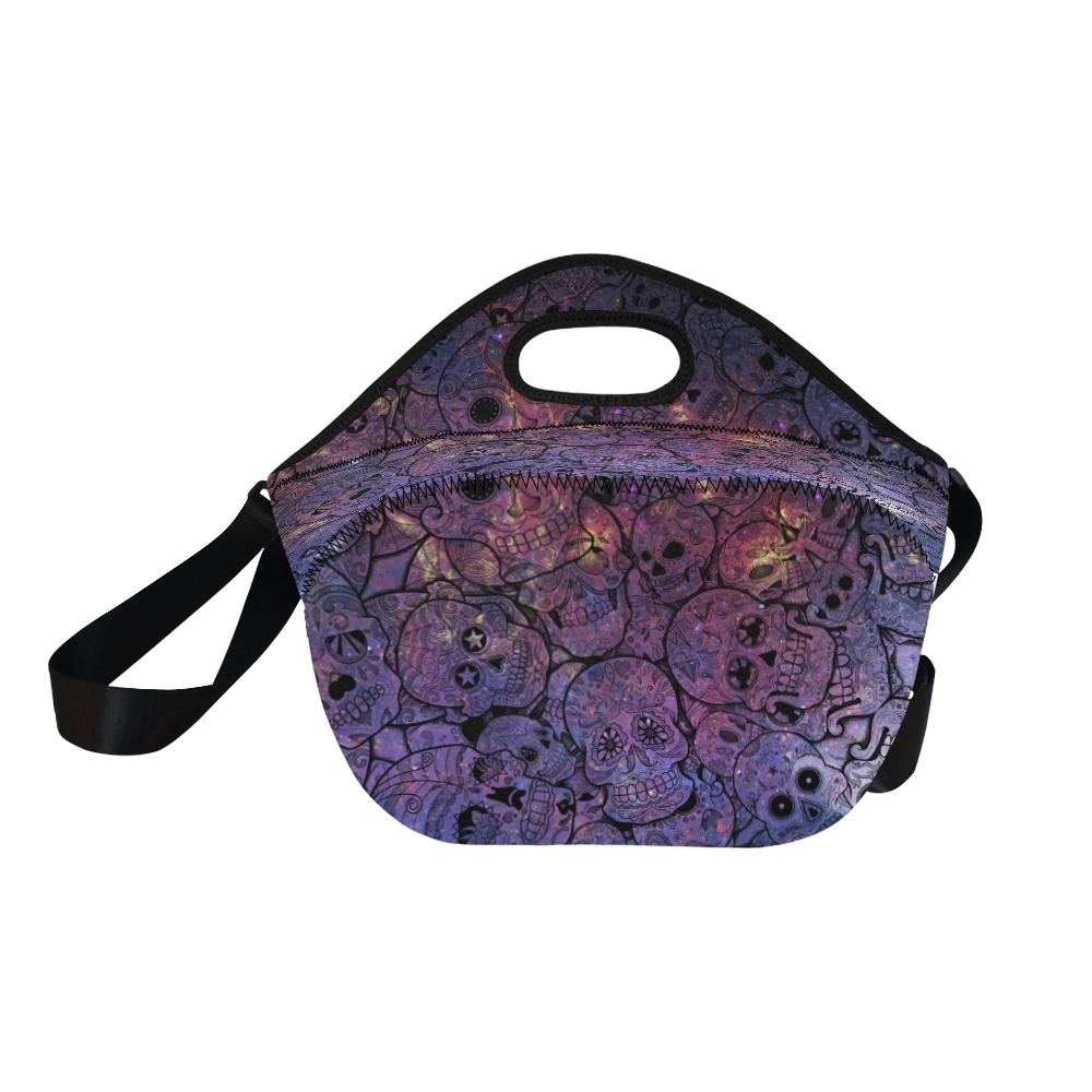 Cosmic Sugar Skulls Neoprene Lunch Bag/Large (Model 1669)