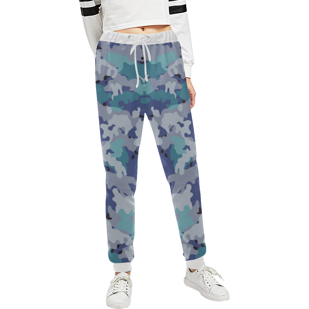 CAMOUFLAGE-BLUE Unisex All Over Print Sweatpants (Model L11)