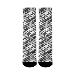 Alien Troops - Black & White Mid-Calf Socks (Black Sole)