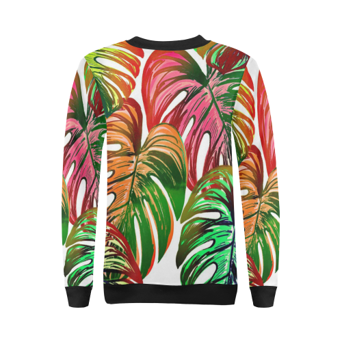Pretty Leaves D by JamColors All Over Print Crewneck Sweatshirt for Women (Model H18)